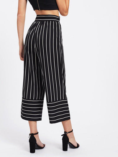 Striped Wide Leg Pants-bottom-Des Mess
