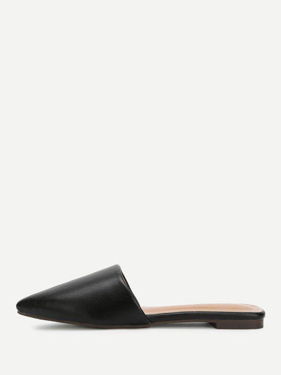 PU Pointed Toe Flat Mules-shoes-Des Mess