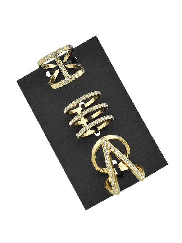 3Pcs/Set Hyperbole Geometric Circle V Shape Finger Rings-jewelry-Des Mess