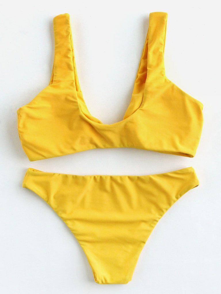 Bow Tie Front Plunge Neckline Bikini Set-swimwear-Des Mess
