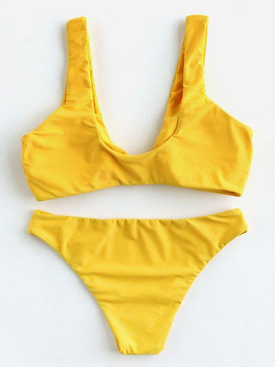 Bow Tie Front Plunge Neckline Bikini Set-swimwear-Des Mess