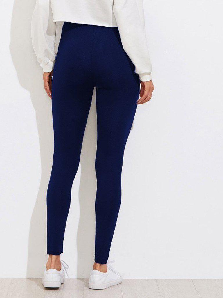 Slogan Print Leggings-bottom-Des Mess