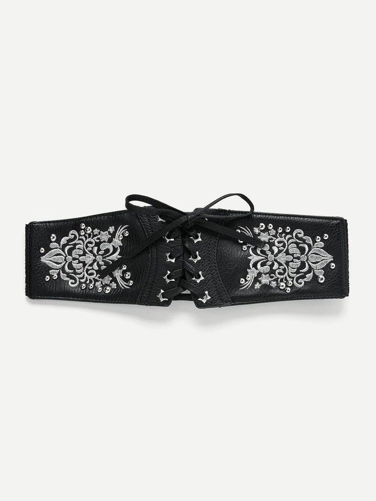 Lace Up Embroidery Belt-accessories-Des Mess