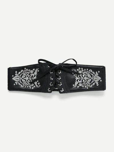 Lace Up Embroidery Belt-accessories-Des Mess