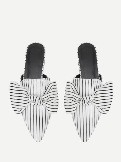 Bow Tie Striped Flat Mules-shoes-Des Mess