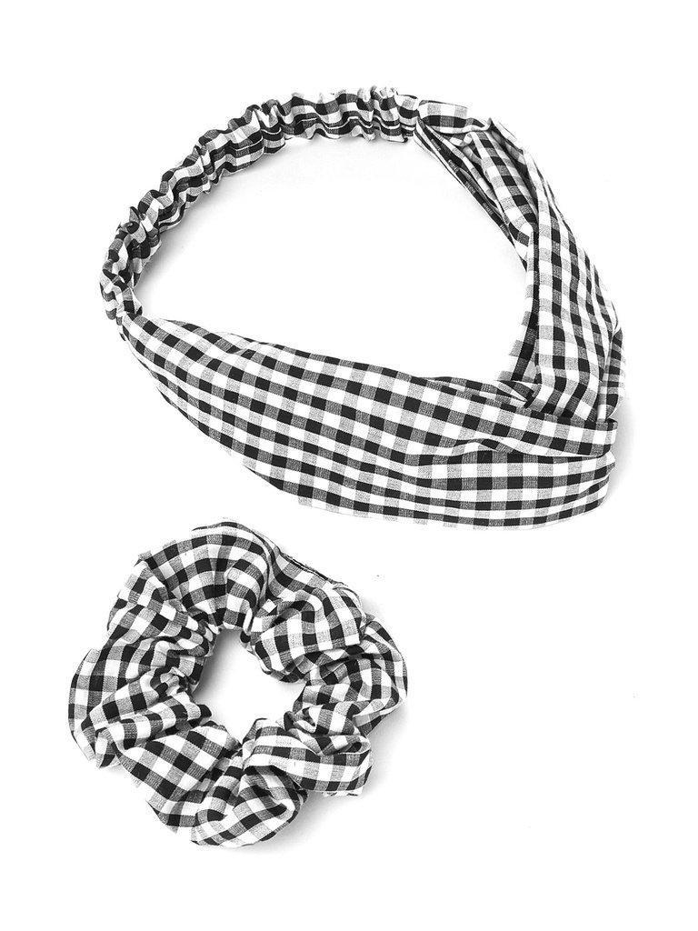 Gingham Print Headband & Hair Tie-hair-Des Mess
