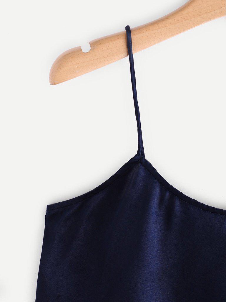 Frill Trim Cami And Shorts Pajama Set-loungewear-Des Mess