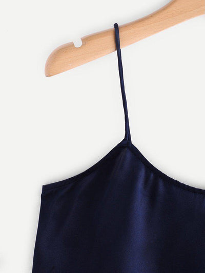 Frill Trim Cami And Shorts Pajama Set-loungewear-Des Mess