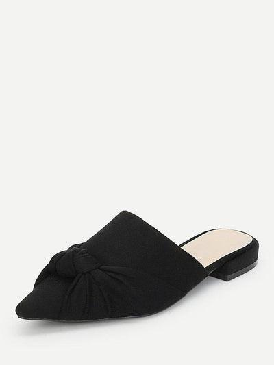 Knot Detail Suede Flat Mules-shoes-Des Mess