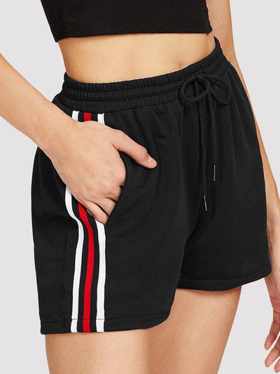 Striped Tape Side Drawstring Waist Shorts-bottom-Des Mess