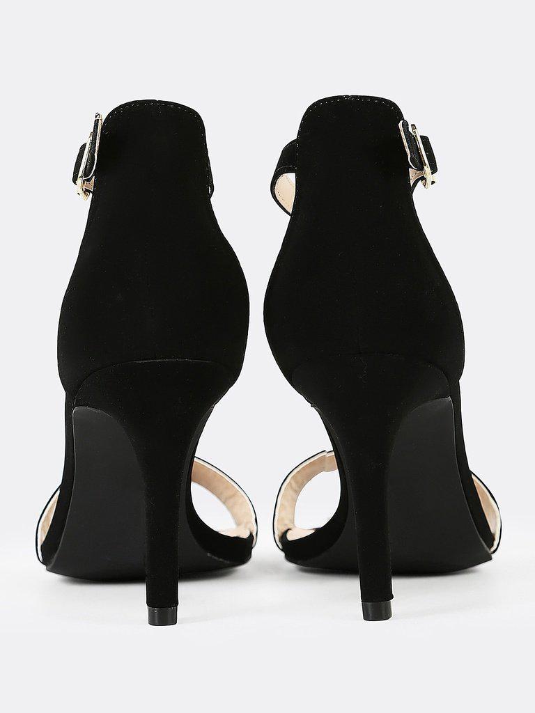 Single Band Open Toe Stiletto Heel BLACK-shoes-Des Mess