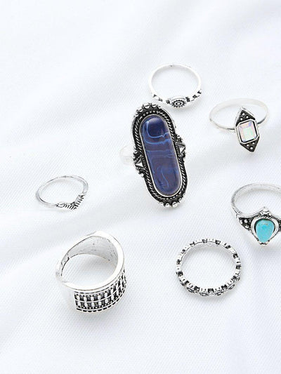Multi Shaped Gemstone Etched Ring Pack-jewelry-Des Mess