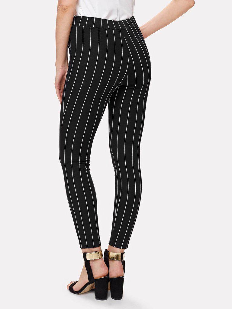 Vertical Striped Skinny Pants-bottom-Des Mess