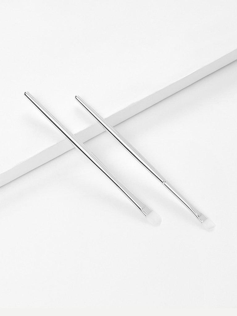 Metallic Handle Professional Makeup Brush Set 2Pcs-makeup-Des Mess