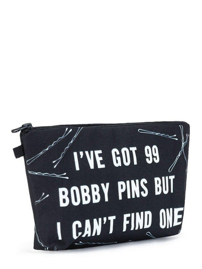 Slogan & Pin Print Makeup Bag-makeup-Des Mess