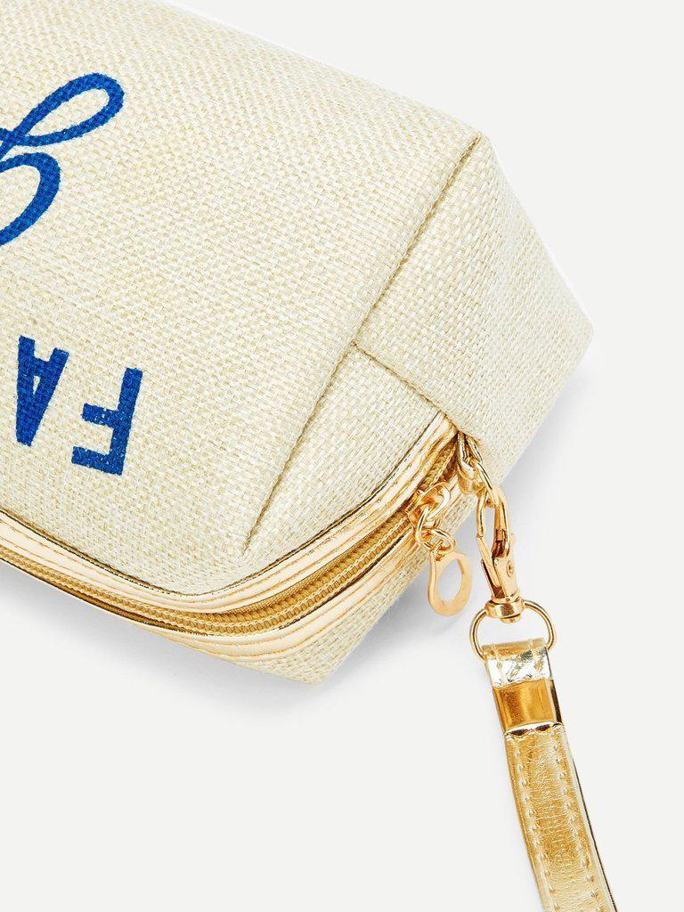 Letter Print Zipper Makeup Bag-makeup-Des Mess
