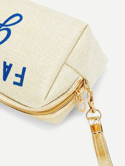 Letter Print Zipper Makeup Bag-makeup-Des Mess