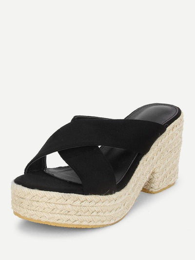 Cross Cross Suede Wedge Sandals-shoes-Des Mess