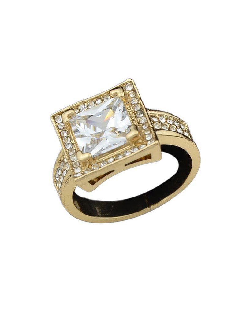 Gold Color Imitation Crystal Big Band Rings-jewelry-Des Mess
