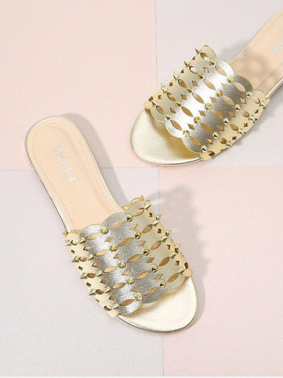 Laser Cut Rivet Detail Slides-shoes-Des Mess