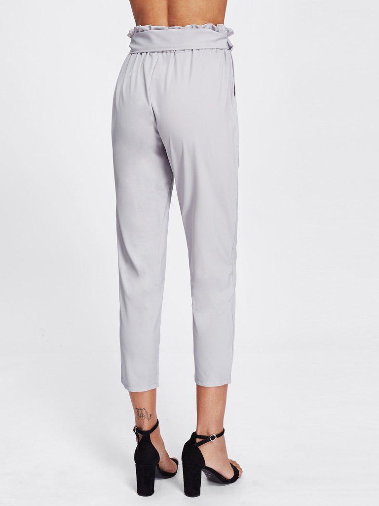 Ruffle Waist Self Tie Capri Pants-bottom-Des Mess