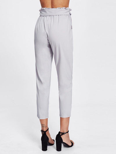 Ruffle Waist Self Tie Capri Pants-bottom-Des Mess