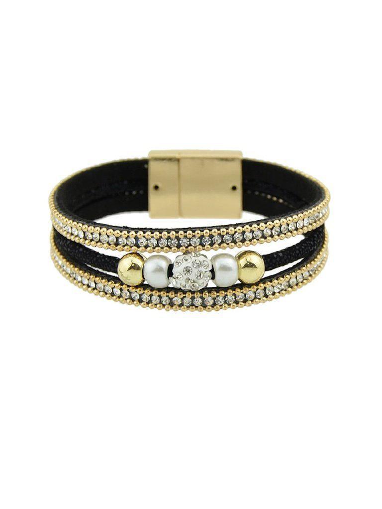 Multilayer Bracelet Wristband With Rhinestone Decoration--Des Mess