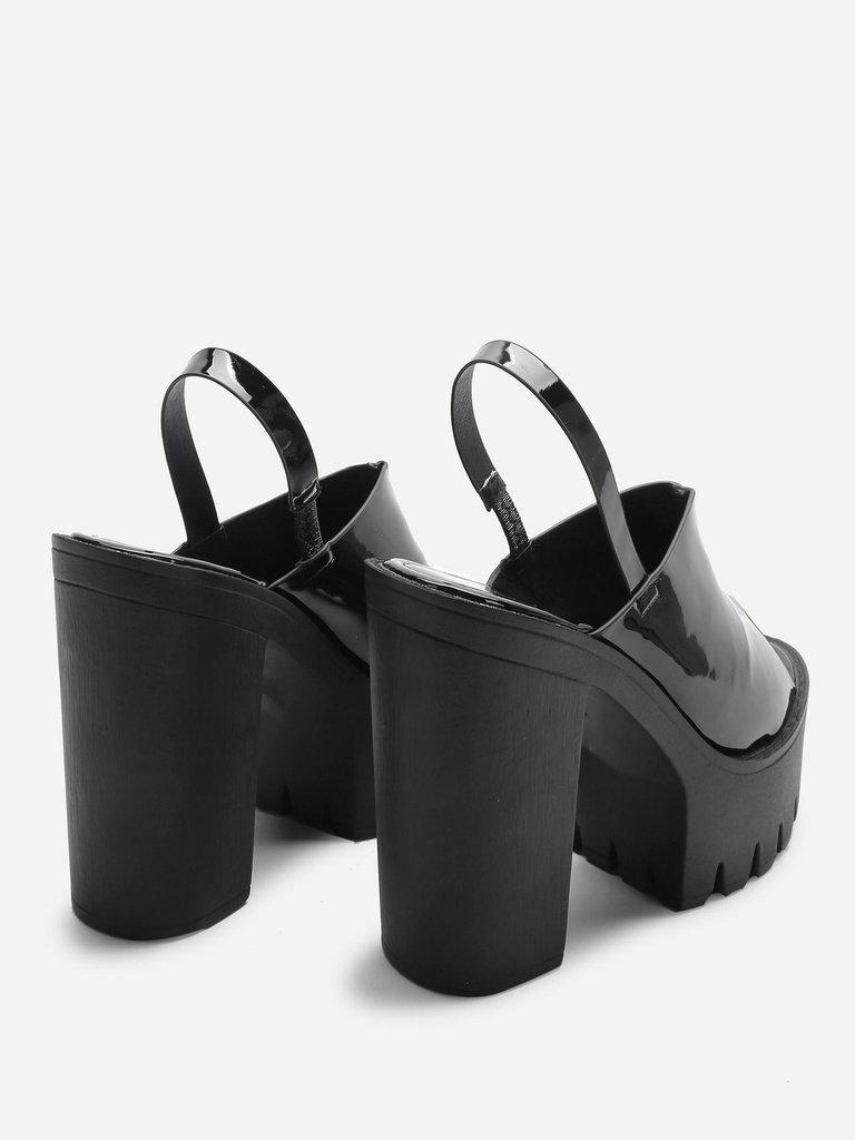 Peep Toe Patent Leather Platform Heels-shoes-Des Mess