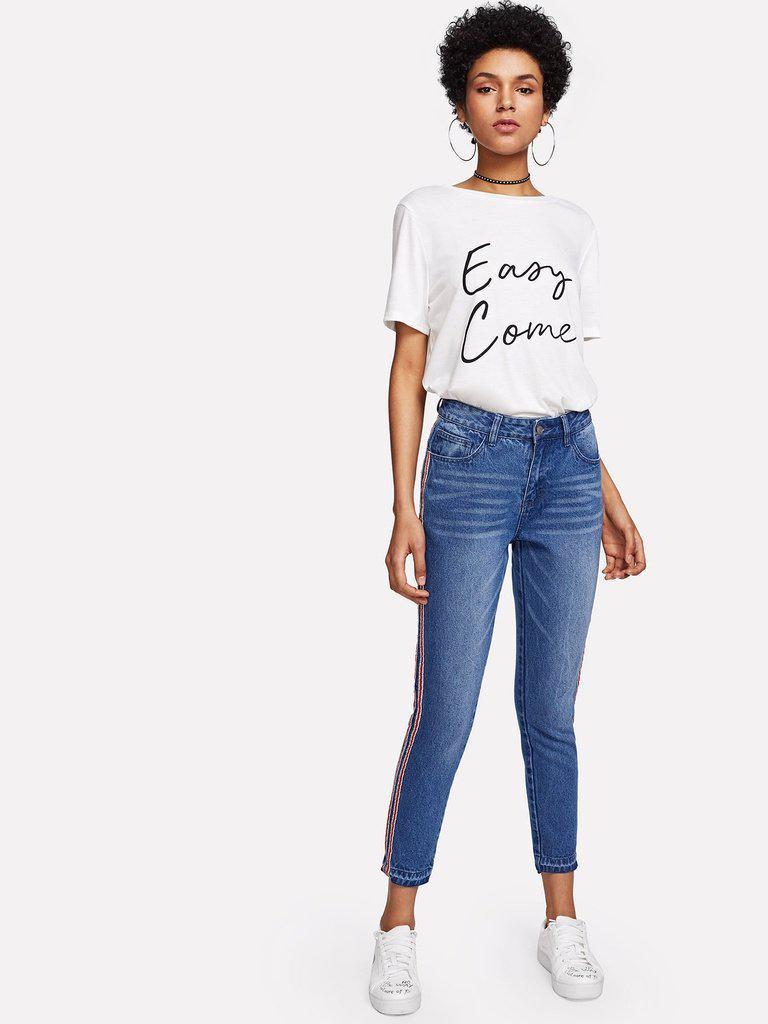 Striped Side Crop Jeans-bottom-Des Mess
