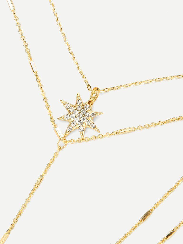 Layerd Chain Body Harness With Necklace-jewelry-Des Mess