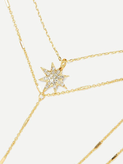 Layerd Chain Body Harness With Necklace-jewelry-Des Mess
