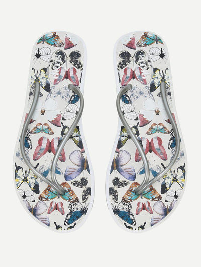 Butterfly Print Toe Post Sandals-shoes-Des Mess
