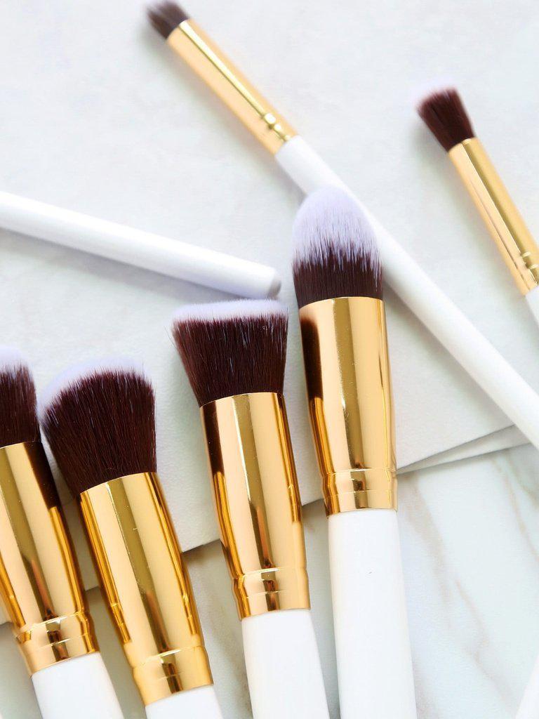 10PCS White Professional Makeup Brush Set--Des Mess