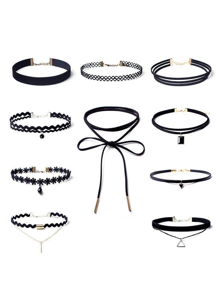 Rhinestone Pendant Choker Necklace Set-jewelry-Des Mess