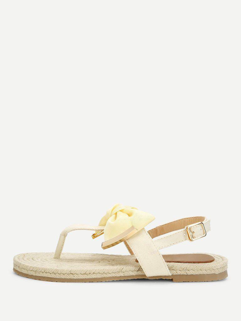 Toe Post Bow Decor Espadrille Sandals-shoes-Des Mess