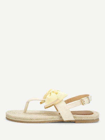 Toe Post Bow Decor Espadrille Sandals-shoes-Des Mess