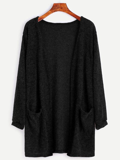 Fuzzy Cardigan Sweater With Pockets-outerwear-Des Mess