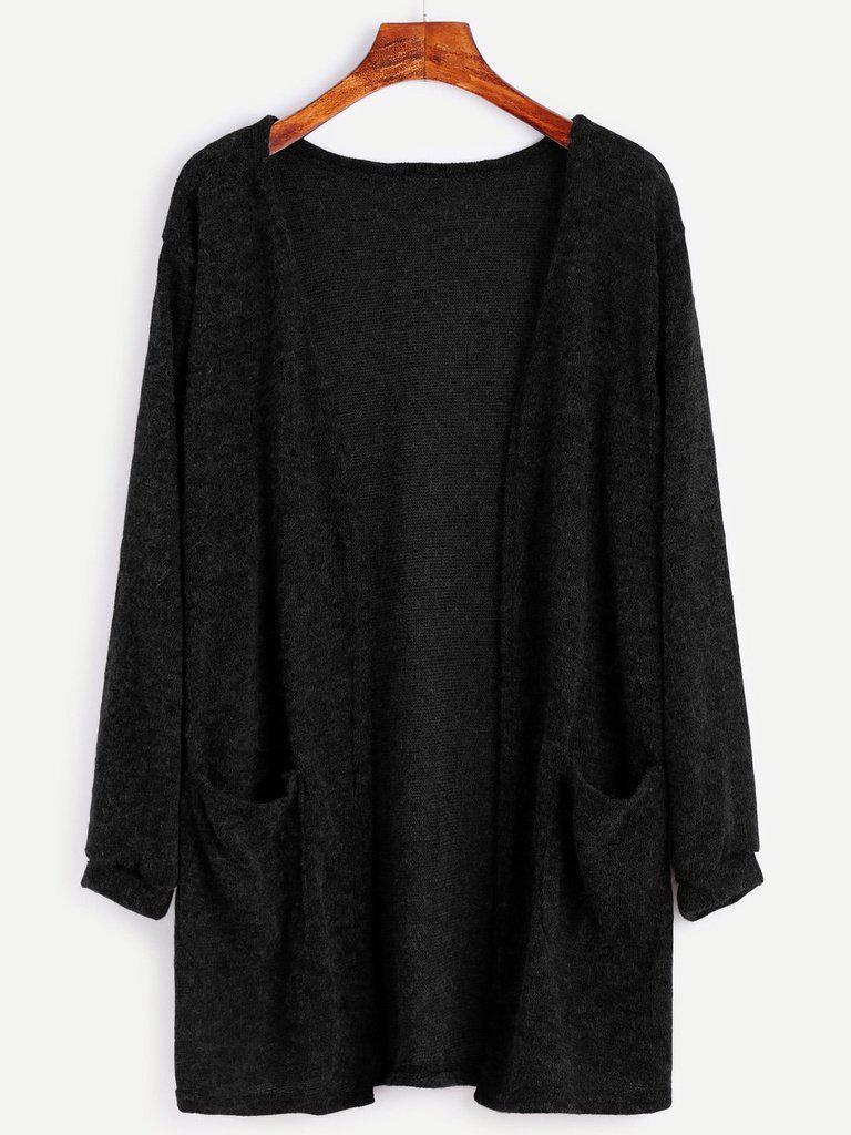 Fuzzy Cardigan Sweater With Pockets-outerwear-Des Mess