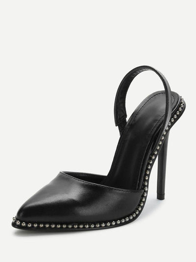 Studded Detail Slingback Stiletto Heels-shoes-Des Mess