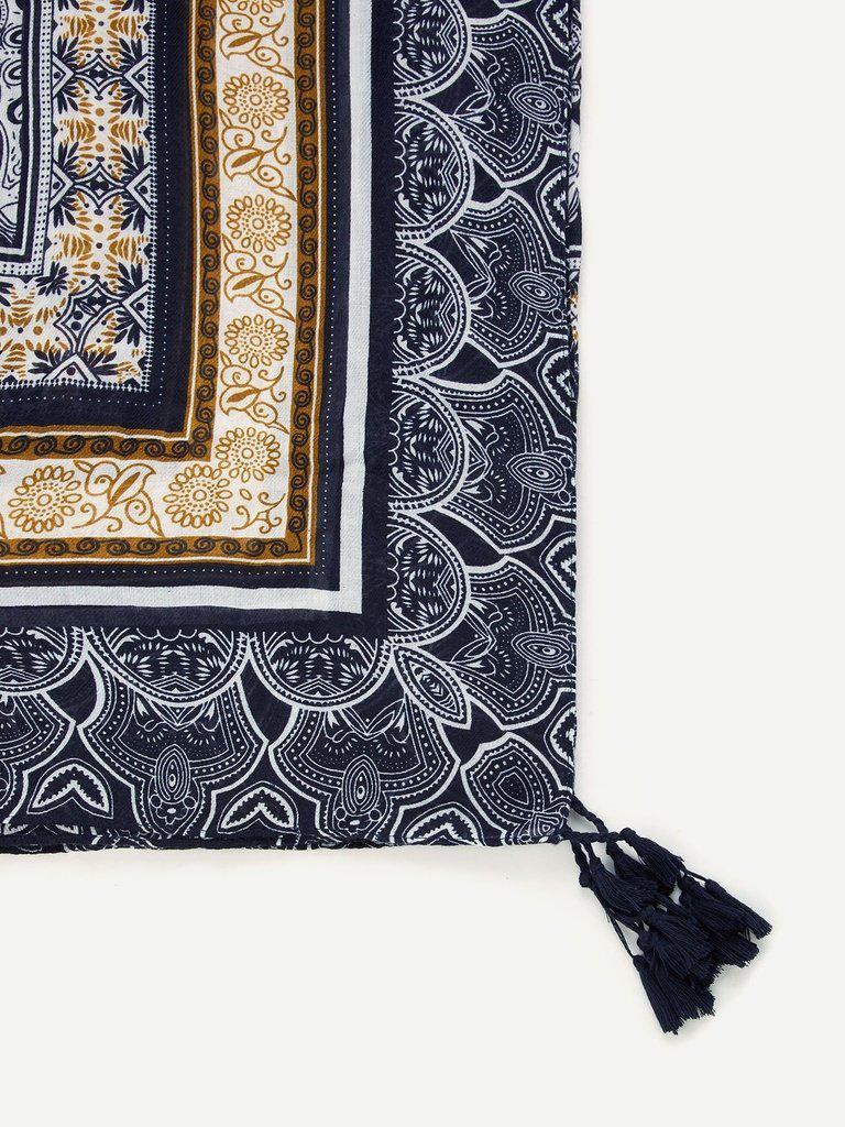 Geometric Tassel Decorated Scarf-accessories-Des Mess