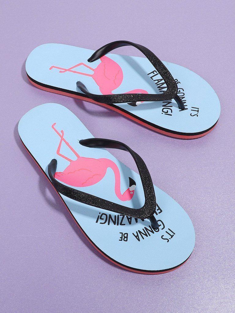 Flamingo Print Flip Flops-shoes-Des Mess