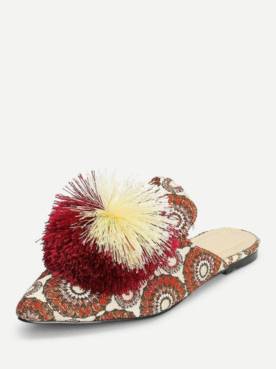 Pom Pom Decorated Flats-shoes-Des Mess