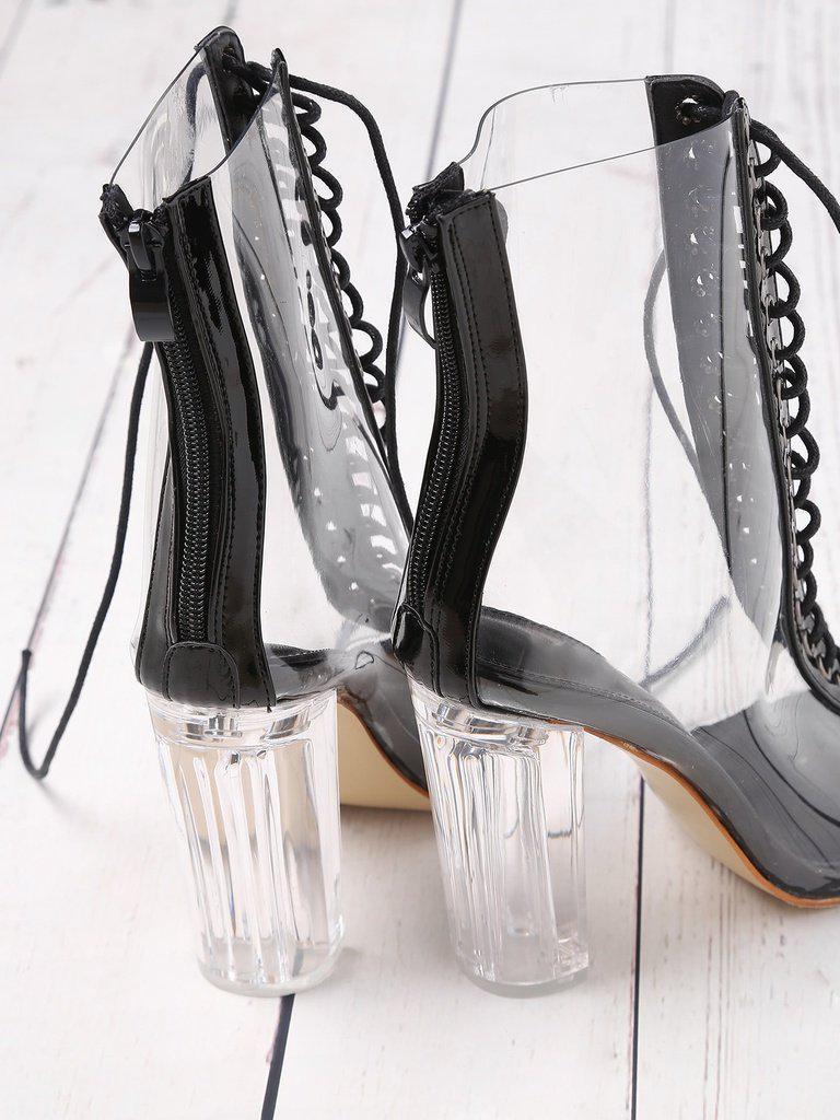 Lace Up Zipper Back Transparent Heels-shoes-Des Mess