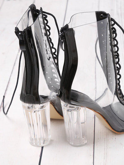 Lace Up Zipper Back Transparent Heels-shoes-Des Mess