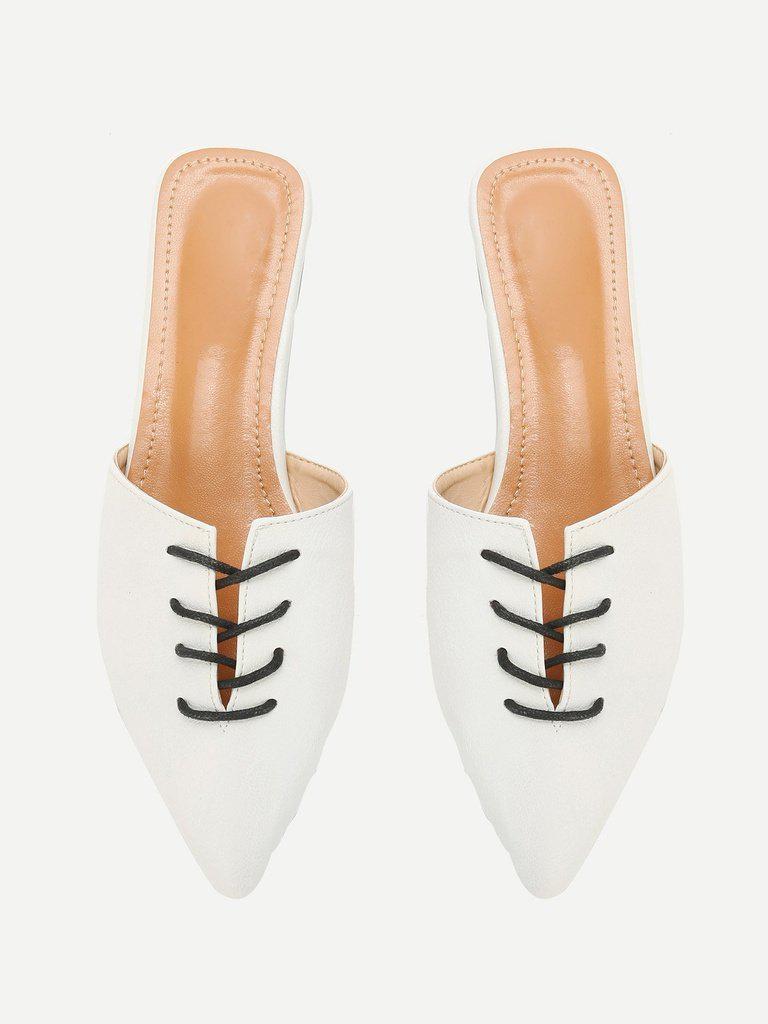 Pointed Toe Flat Mules-shoes-Des Mess