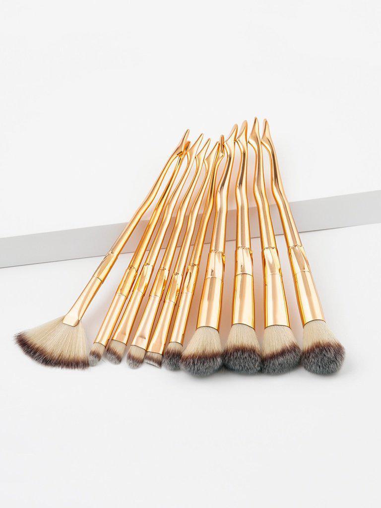Metallic Handle Makeup Brush 10pcs--Des Mess