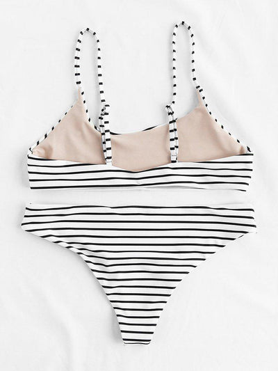 Striped Beach Bikini Set-swimwear-Des Mess