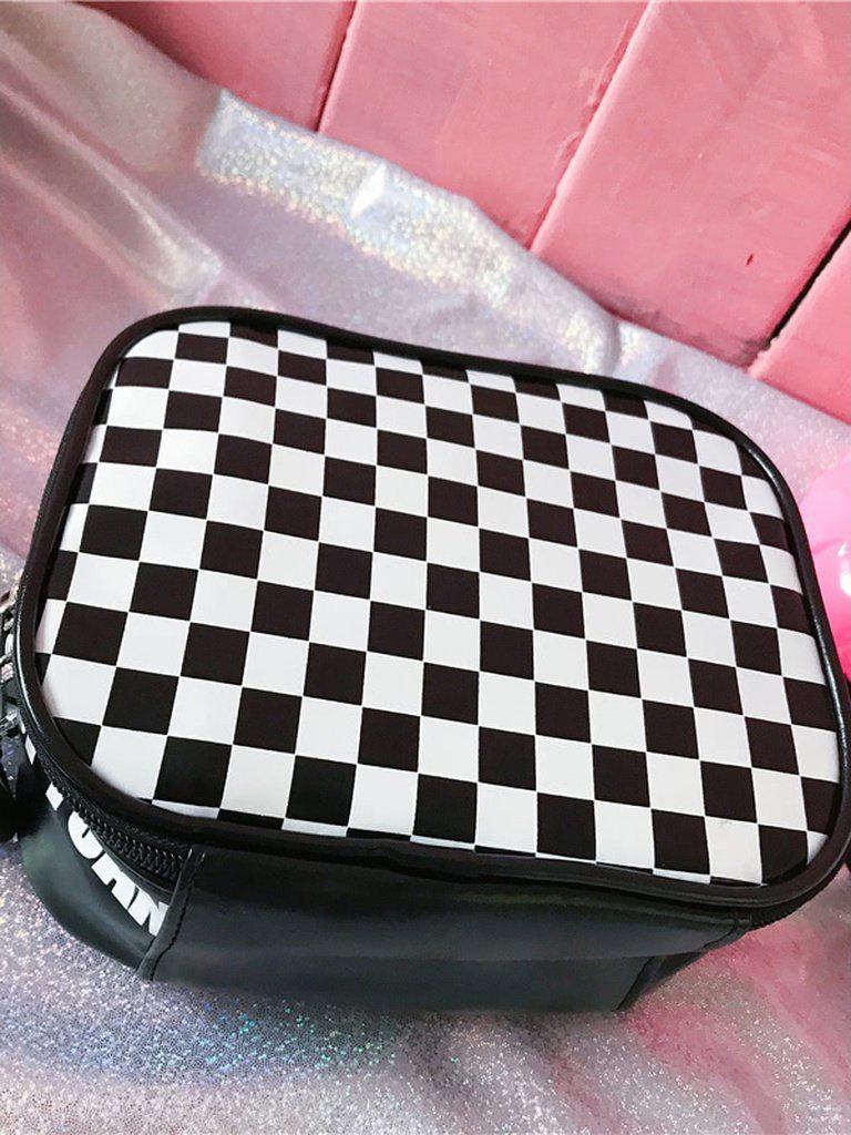 Gingham Crossbody Bag With Letter Strap-accessories-Des Mess