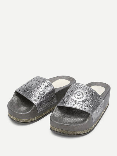 Geometric Pattern Flatform Sandals-shoes-Des Mess