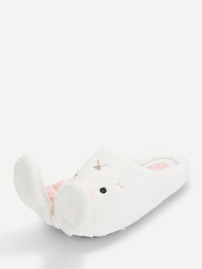 Rabbit Design Flat Slippers With Bow-shoes-Des Mess